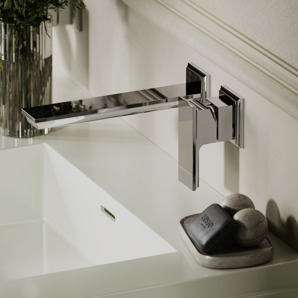 Baroque Chrome Wall Mounted Basin Mixer Tap V2