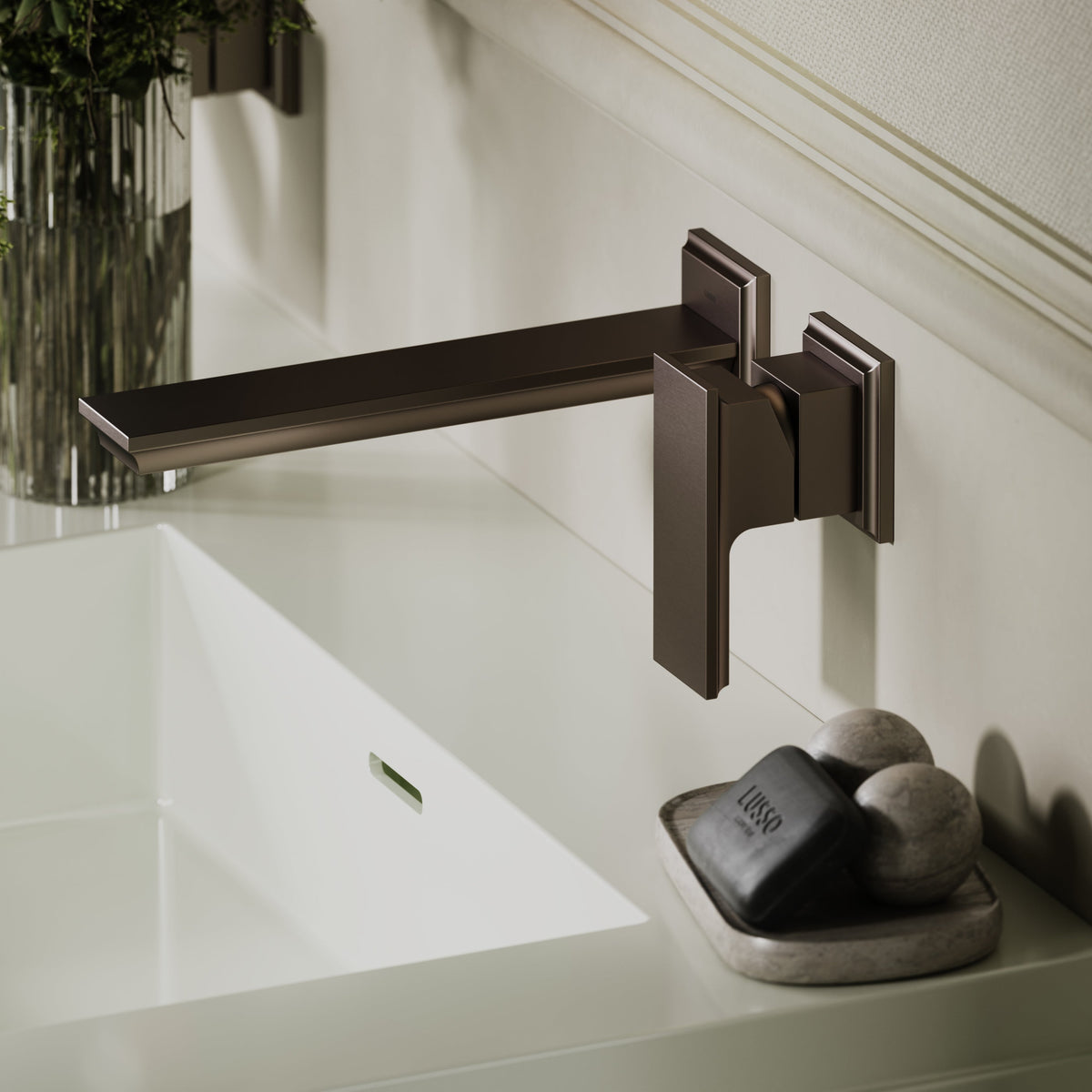 Baroque Deep Bronze Wall Mounted Basin Mixer Tap V2