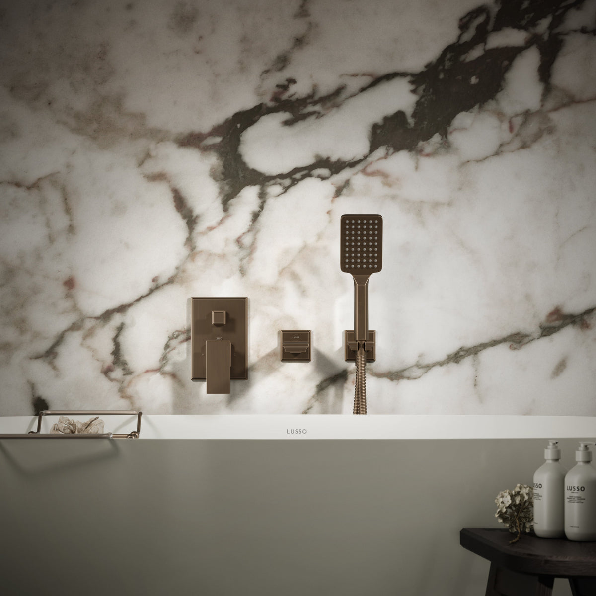 Baroque Brushed Bronze Wall Mounted Bath Shower Mixer Tap