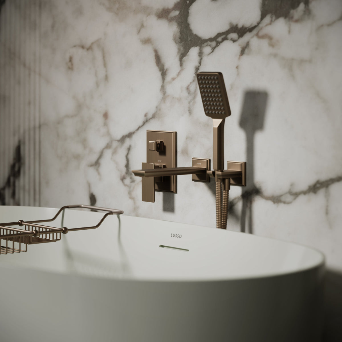 Baroque Brushed Bronze Wall Mounted Bath Shower Mixer Tap