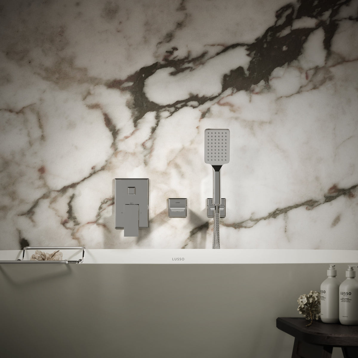 Baroque Chrome Wall Mounted Bath Shower Mixer Tap