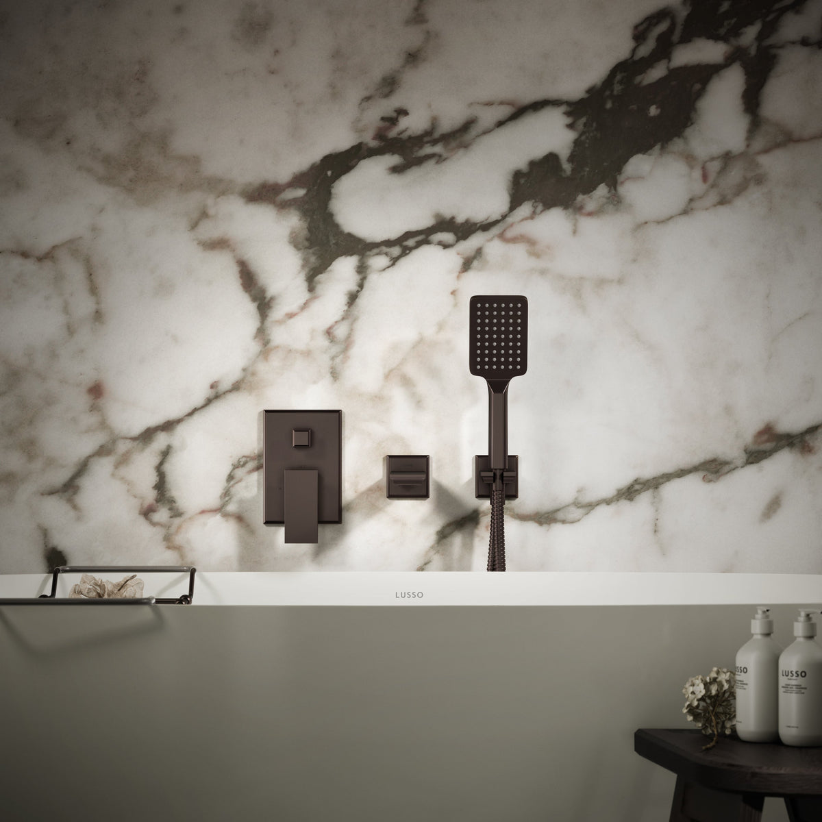 Baroque Deep Bronze Wall Mounted Bath Shower Mixer Tap