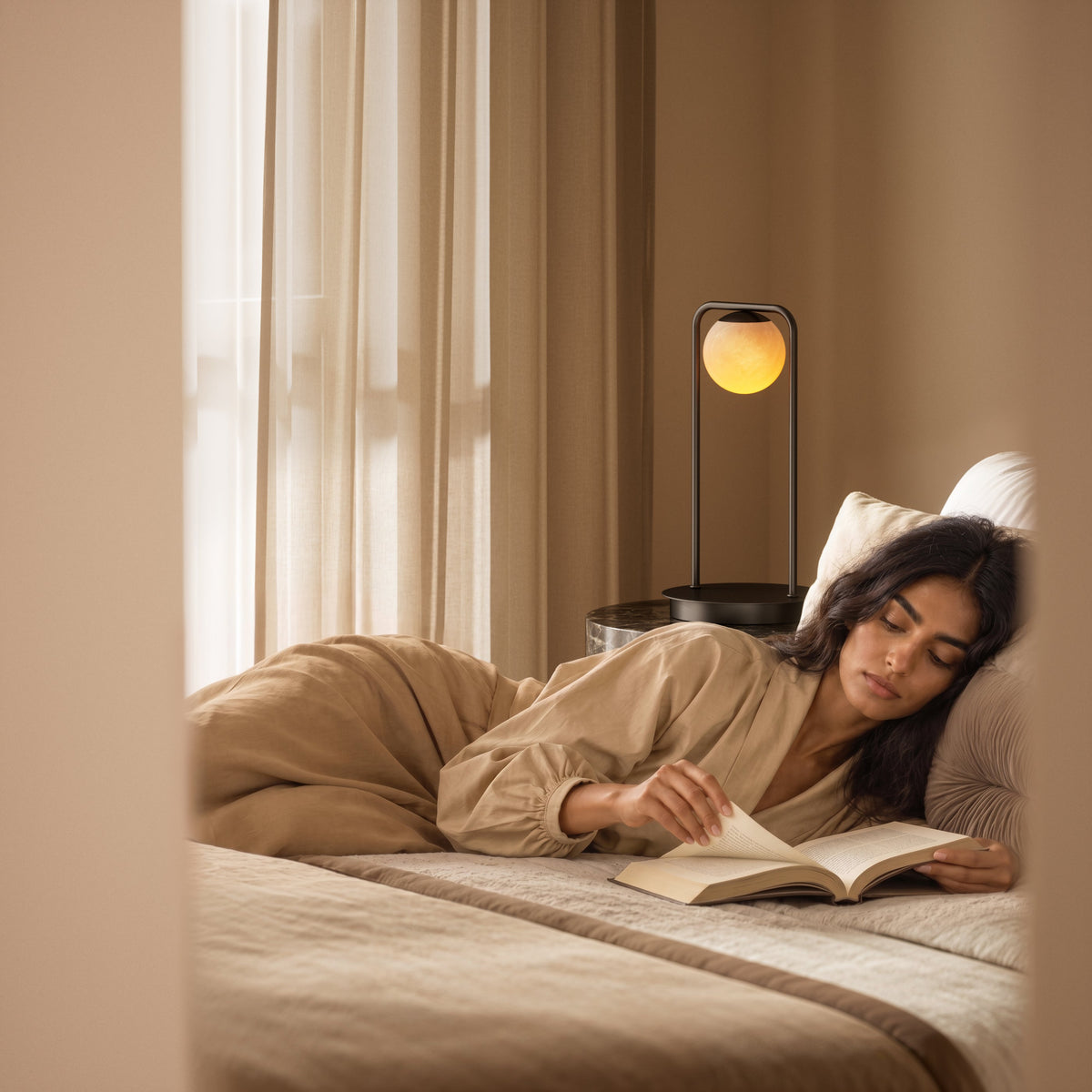 Amelie Alabaster & Deep Bronze Table Lamp