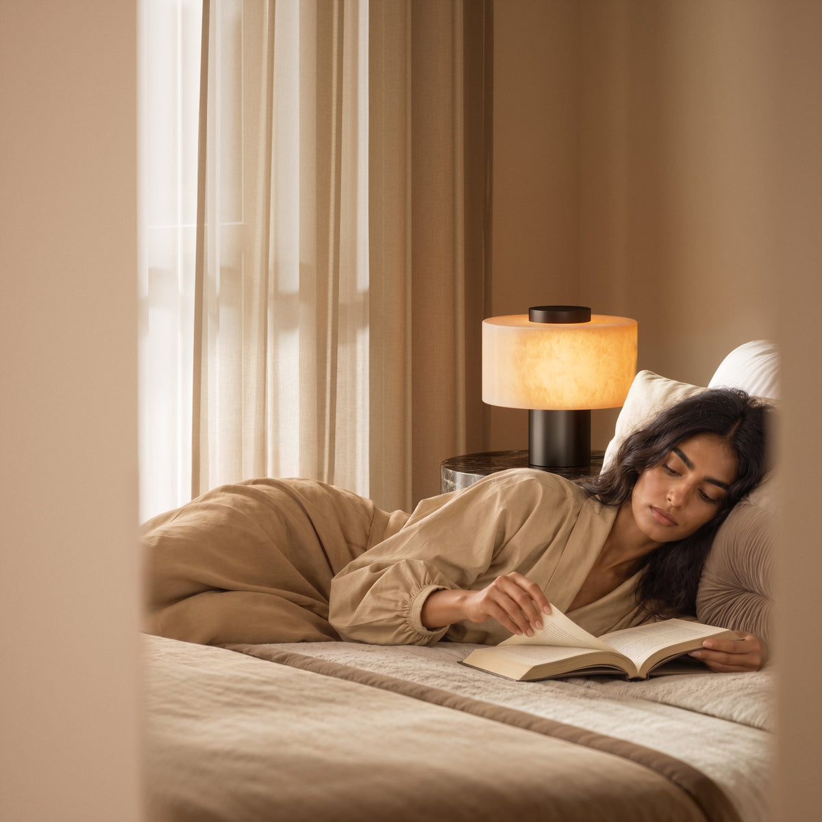 Odette Alabaster & Deep Bronze Table Lamp