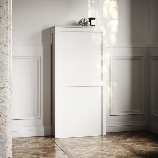 Berkeley Traditional Back to Wall Rimless Toilet with Concealed Cistern, Matte White Claridge Housing and Aged Bronze Flush Plate