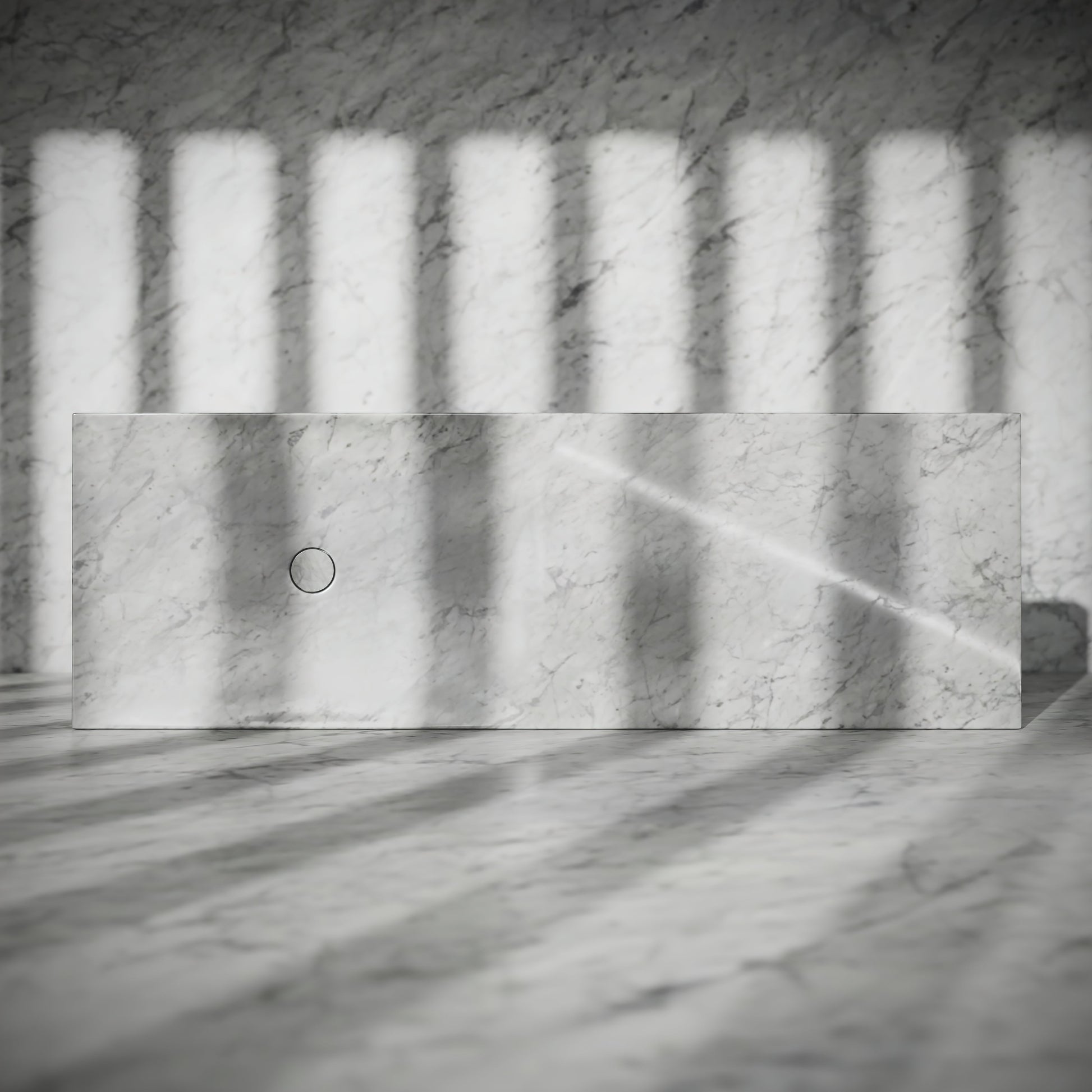 Levitare Carrara Marble Ultra Thin Wall Mounted Basin 1200mm (Offset Waste)