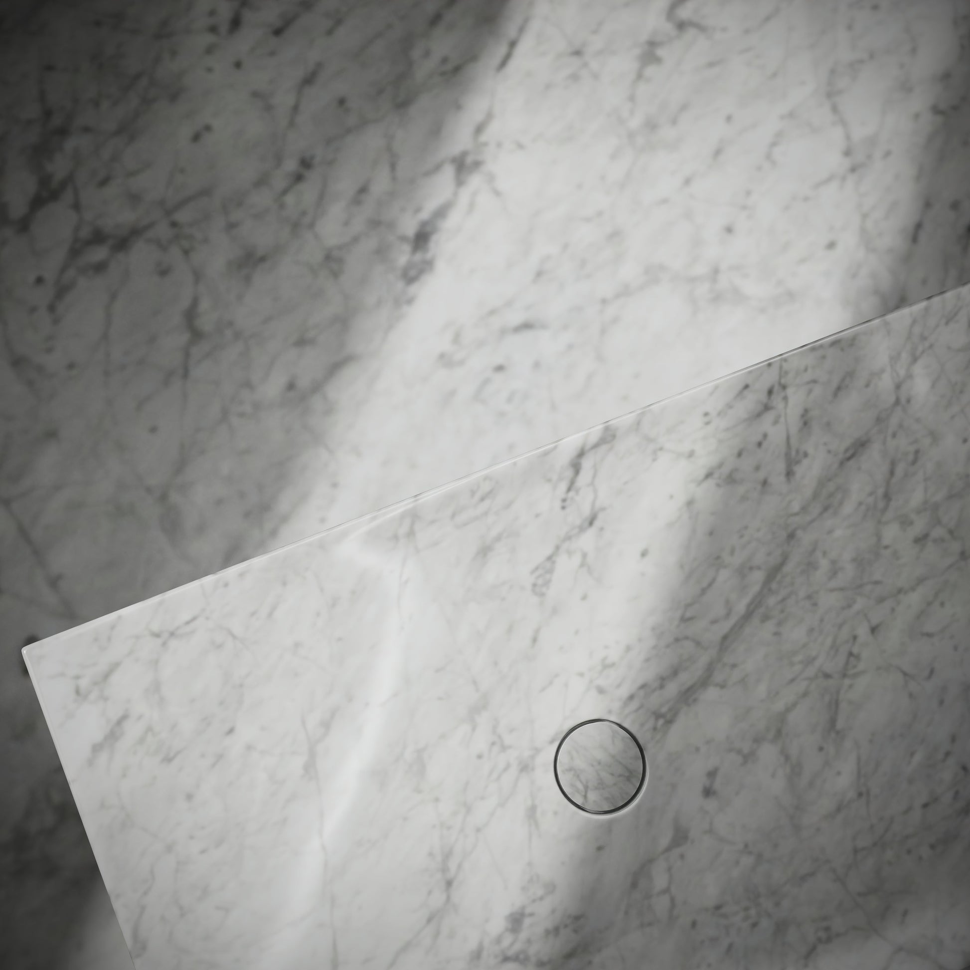 Levitare Carrara Marble Ultra Thin Wall Mounted Basin 1200mm (Offset Waste)