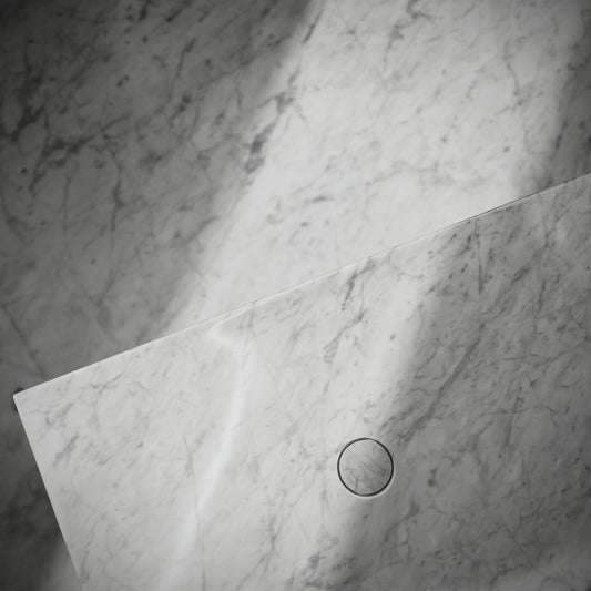 Levitare Carrara Marble Ultra Thin Wall Mounted Basin 1200mm (Offset Waste)
