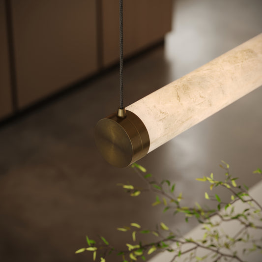 Cascata Alabaster LED Pendant Light Burnished Brass 1000mm