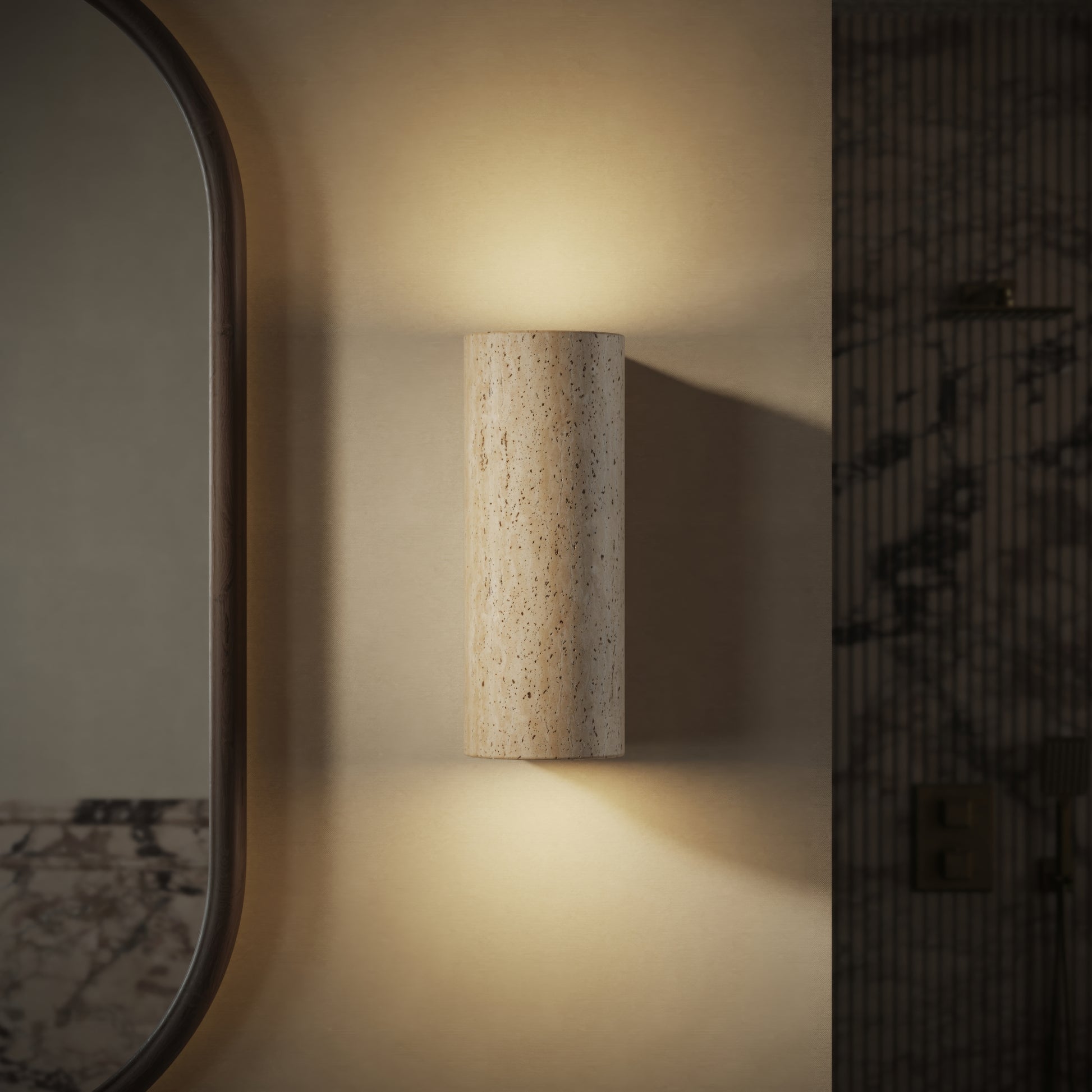 Calabria Travertine Round Wall Sconce Light 290mm