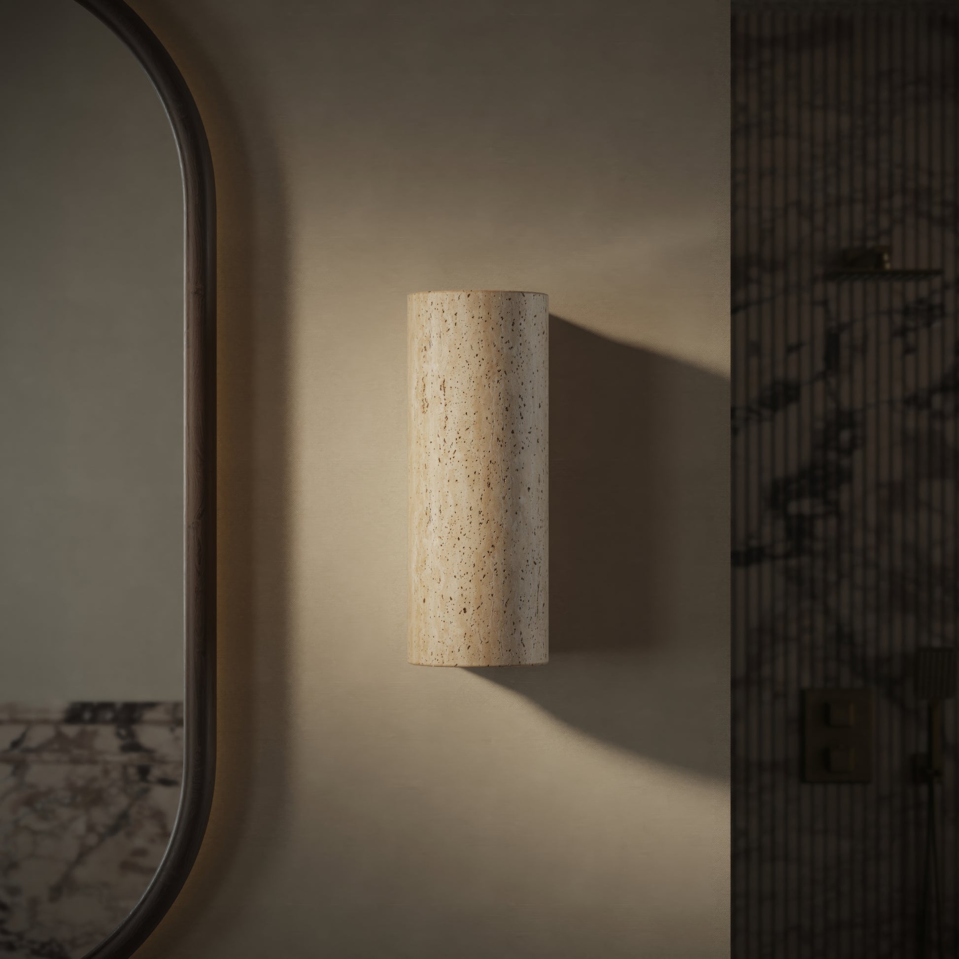 Calabria Travertine Round Wall Sconce Light 290mm