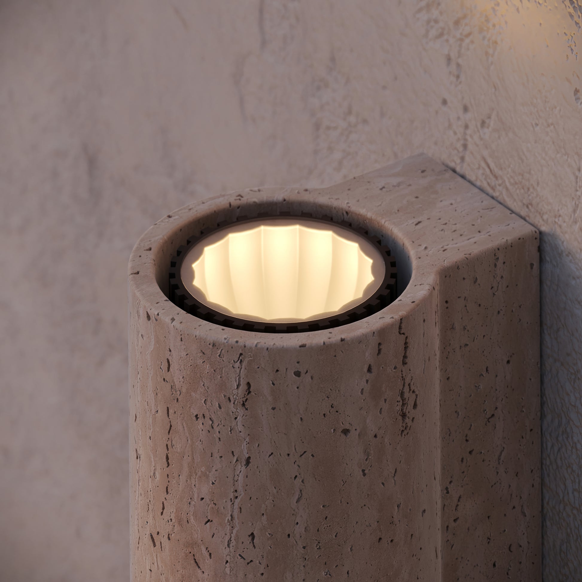 Calabria Travertine Round Wall Sconce Light 290mm