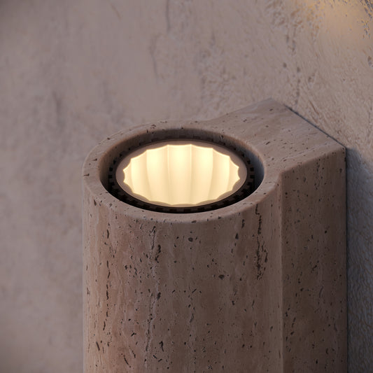 Calabria Travertine Round Wall Sconce Light 290mm