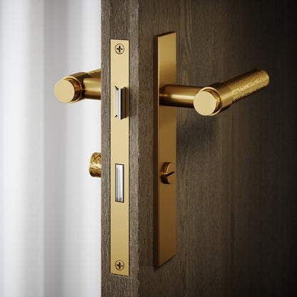 Chester Brushed Gold Hammered Bathroom WC Handle & Plate Thumbturn Set