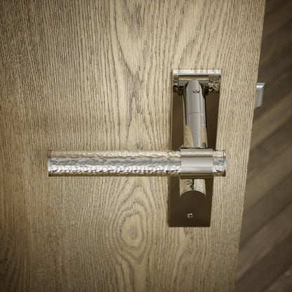 Chester Polished Nickel Hammered Bathroom WC Handle & Plate Thumbturn Set