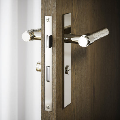 Chester Polished Nickel Hammered Bathroom WC Handle & Plate Thumbturn Set