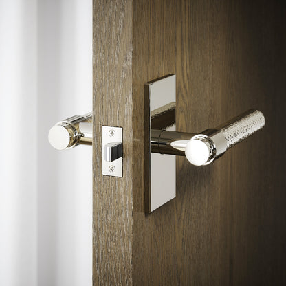 Chester Plate Polished Nickel Hammered Lever Door Handles