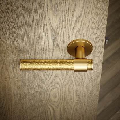 Chester Brushed Gold Hammered Lever Door Handles