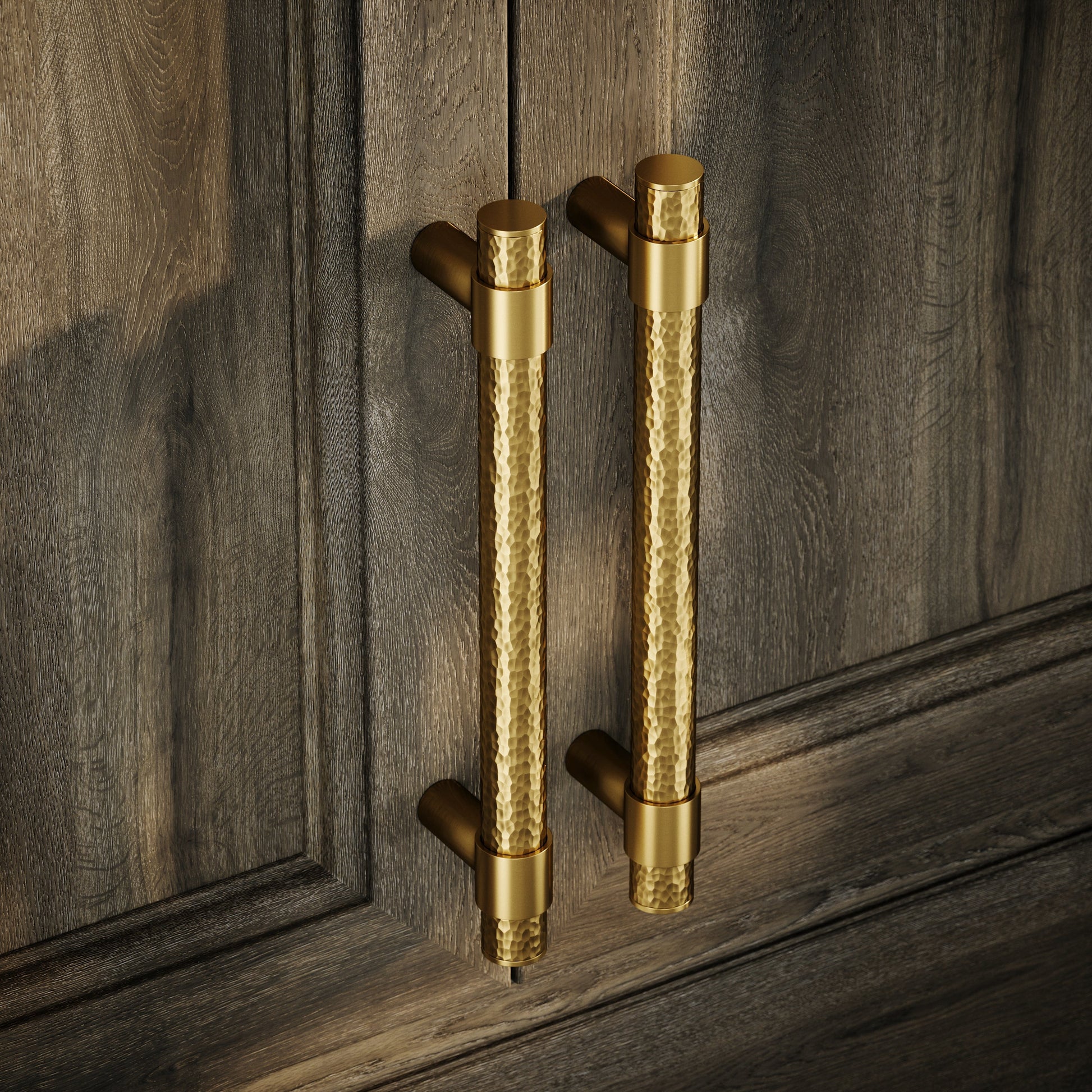 Chester Brushed Gold Hammered Pull Bar Handle 250mm