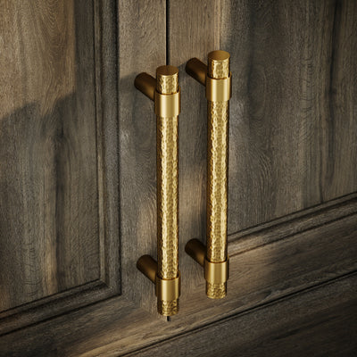 Chester Brushed Gold Hammered Pull Bar Handle 250mm