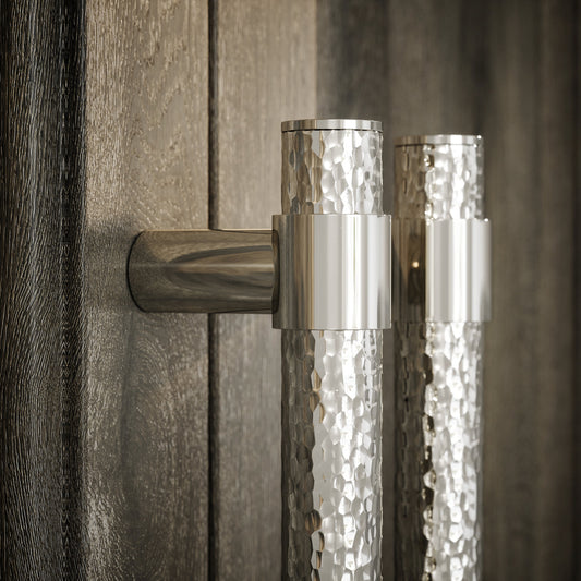 Chester Polished Nickel Hammered Pull Bar Handle 250mm