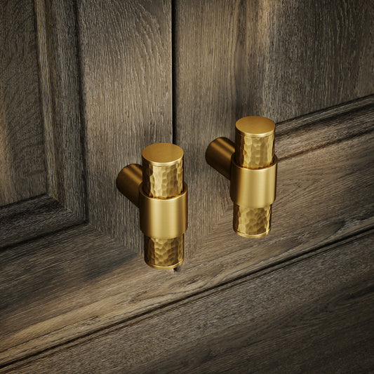 Chester Brushed Gold Hammered T-Bar Cabinet Door Handle