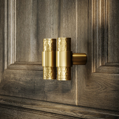 Chester Brushed Gold Hammered T-Bar Cabinet Door Handle