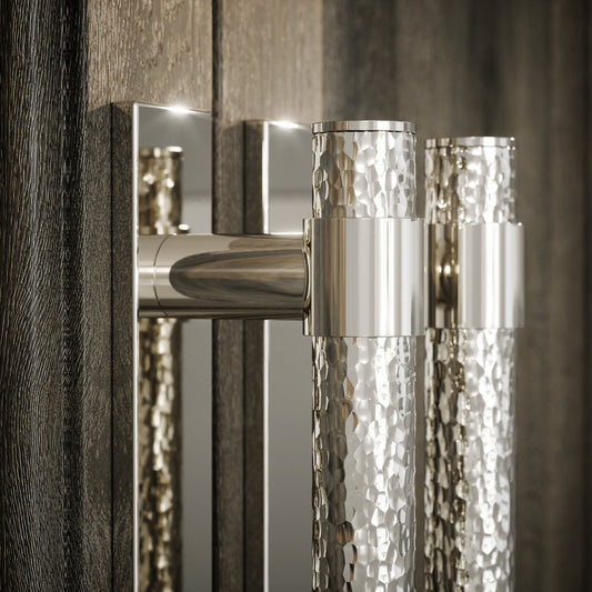 Chester Plate Polished Nickel Hammered Pull Bar Handle 150mm