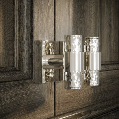 Chester Plate Polished Nickel Hammered T-Bar Cabinet Door Handle