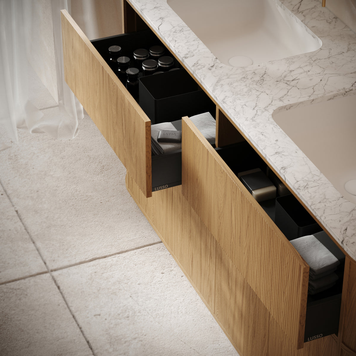 Cheval Natural Oak Freestanding Vanity Unit With Basin 1800mm