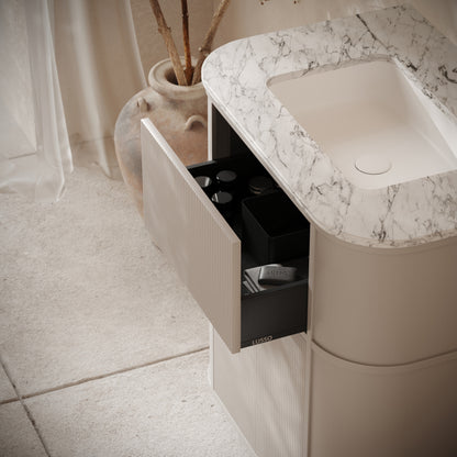 Cheval Velvet Beige Floorstanding Vanity Unit with Basin 800mm
