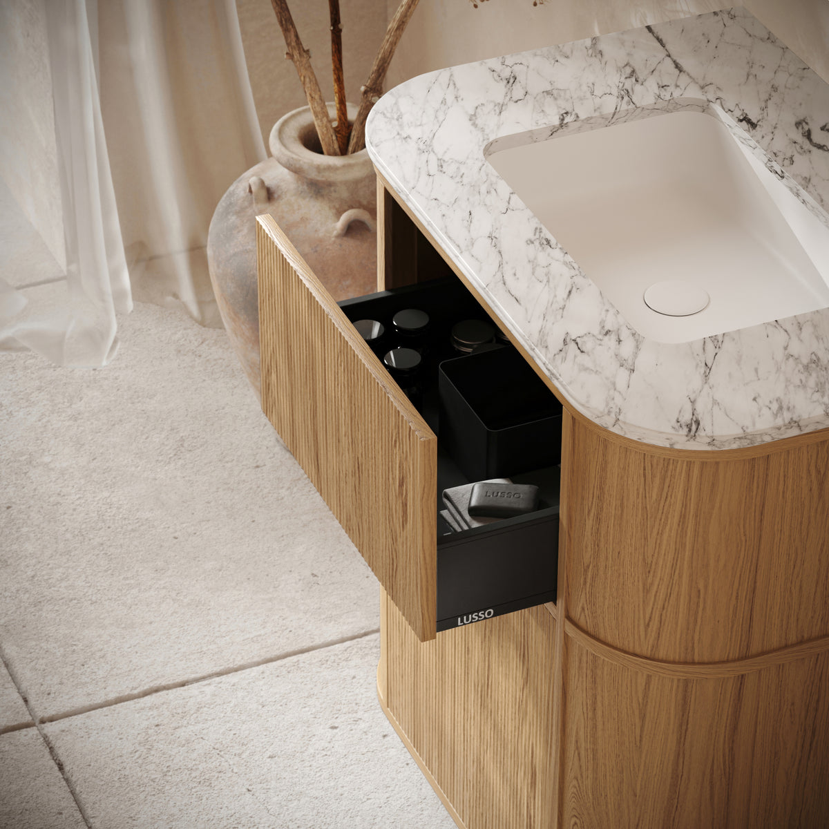 Cheval Natural Oak Freestanding Vanity Unit With Basin 800mm