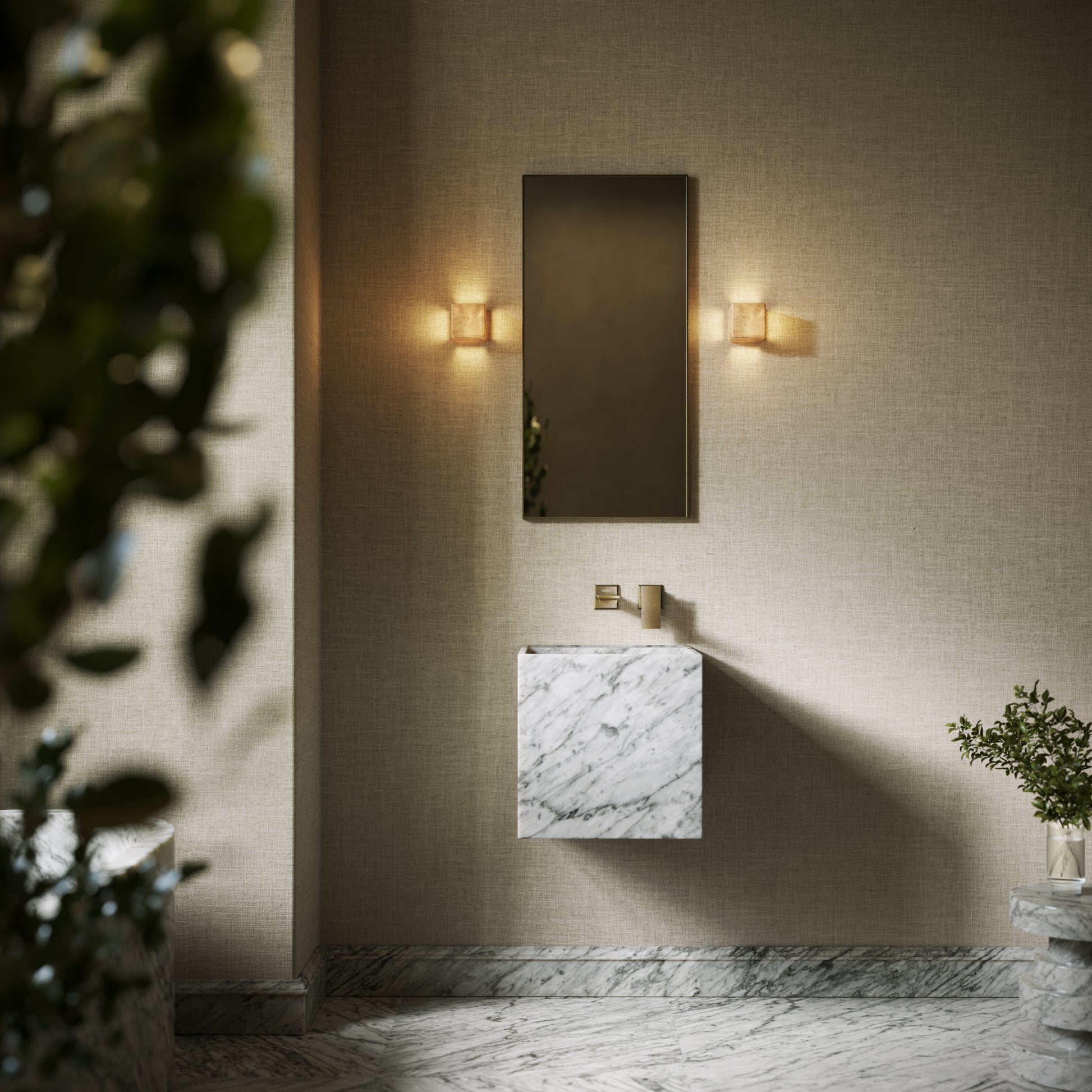 Cino Carrara Marble Wall Hung Basin 400mm