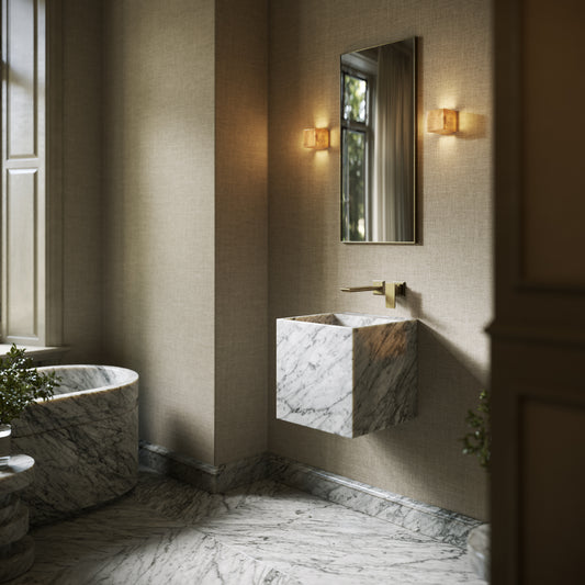Cino Carrara Marble Wall Hung Basin 400mm