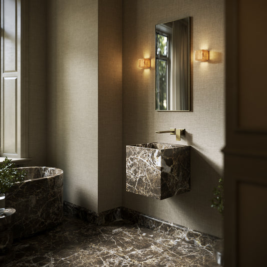 Cino Dark Emperador Marble Wall Hung Basin 400mm