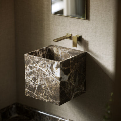 Cino Dark Emperador Marble Wall Hung Basin 400mm