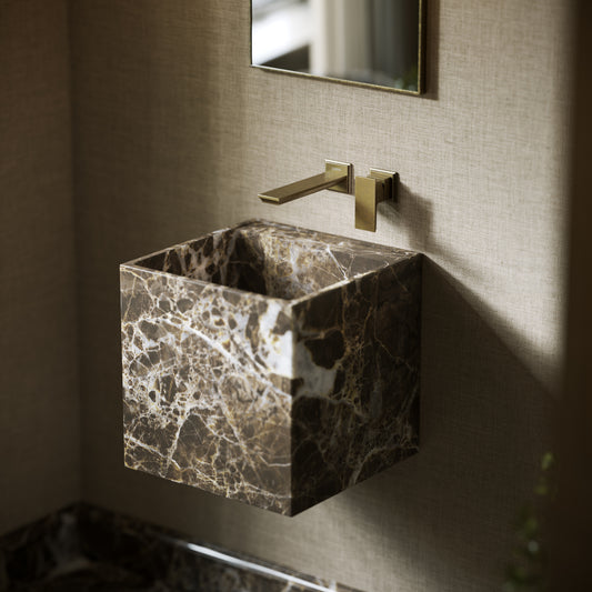 Cino Dark Emperador Marble Wall Hung Basin 400mm