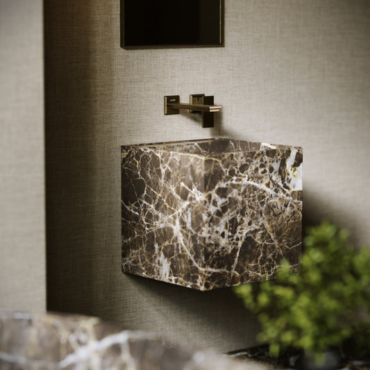Cino Dark Emperador Marble Wall Hung Basin 400mm