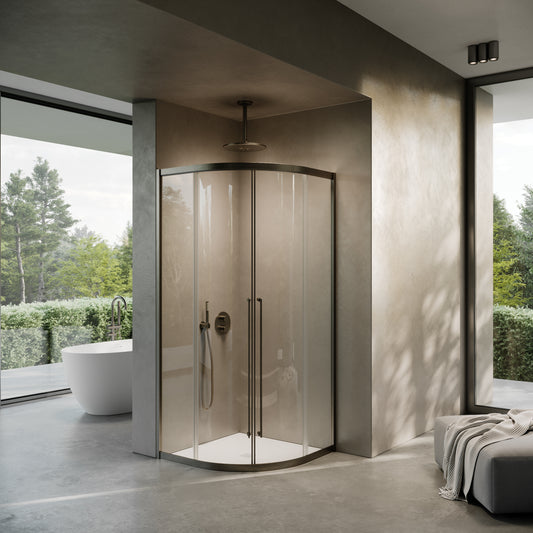 Cloud Quadrant Brushed Bronze Shower Enclosure 900mm