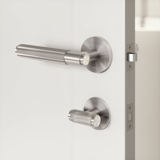 Dali Fluted Brushed Stainless Bathroom WC Thumbturn Set with Latch