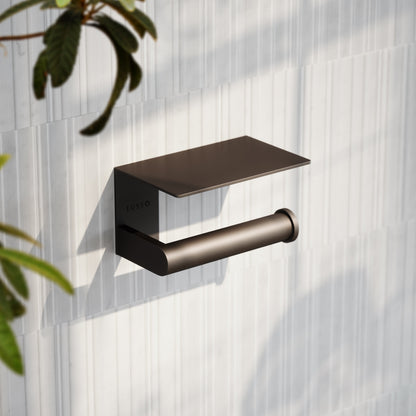 Deka Deep Bronze Toilet Roll Holder with Shelf