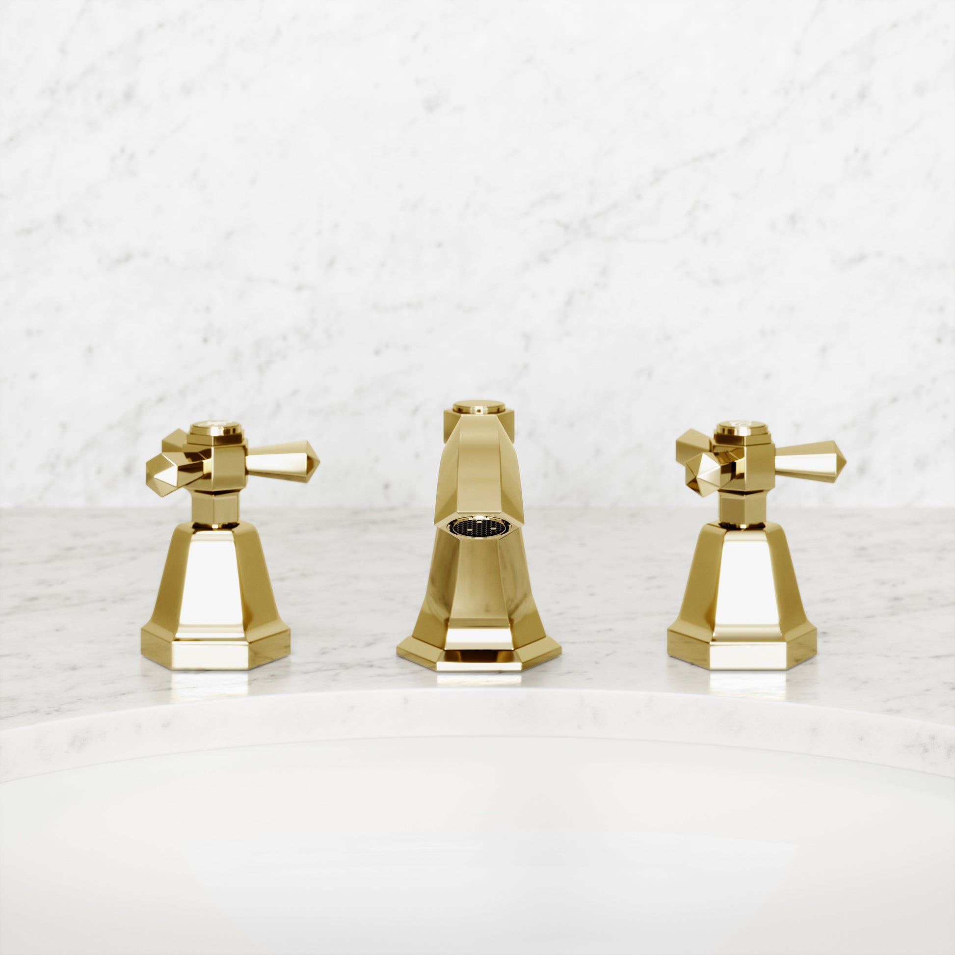 Eton Polished Brass Deck Mounted 3-Hole Basin Mixer Tap