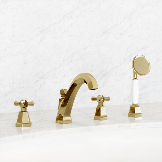 Eton Polished Brass Deck Mounted Bath Shower Tap