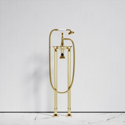 Eton Polished Brass Freestanding Bath Shower Tap