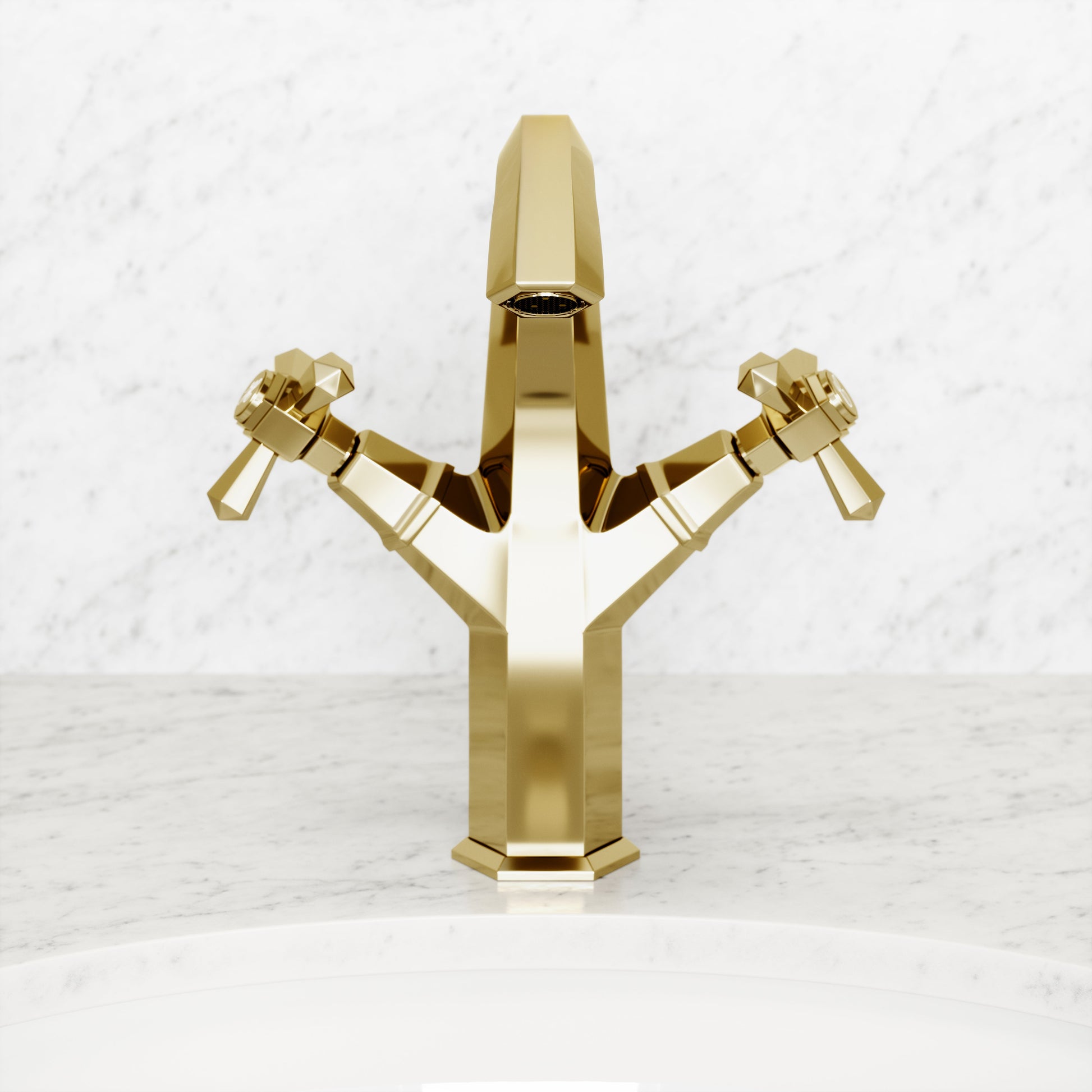 Eton Polished Brass Tall Basin Mixer Tap