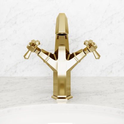 Eton Polished Brass Tall Basin Mixer Tap