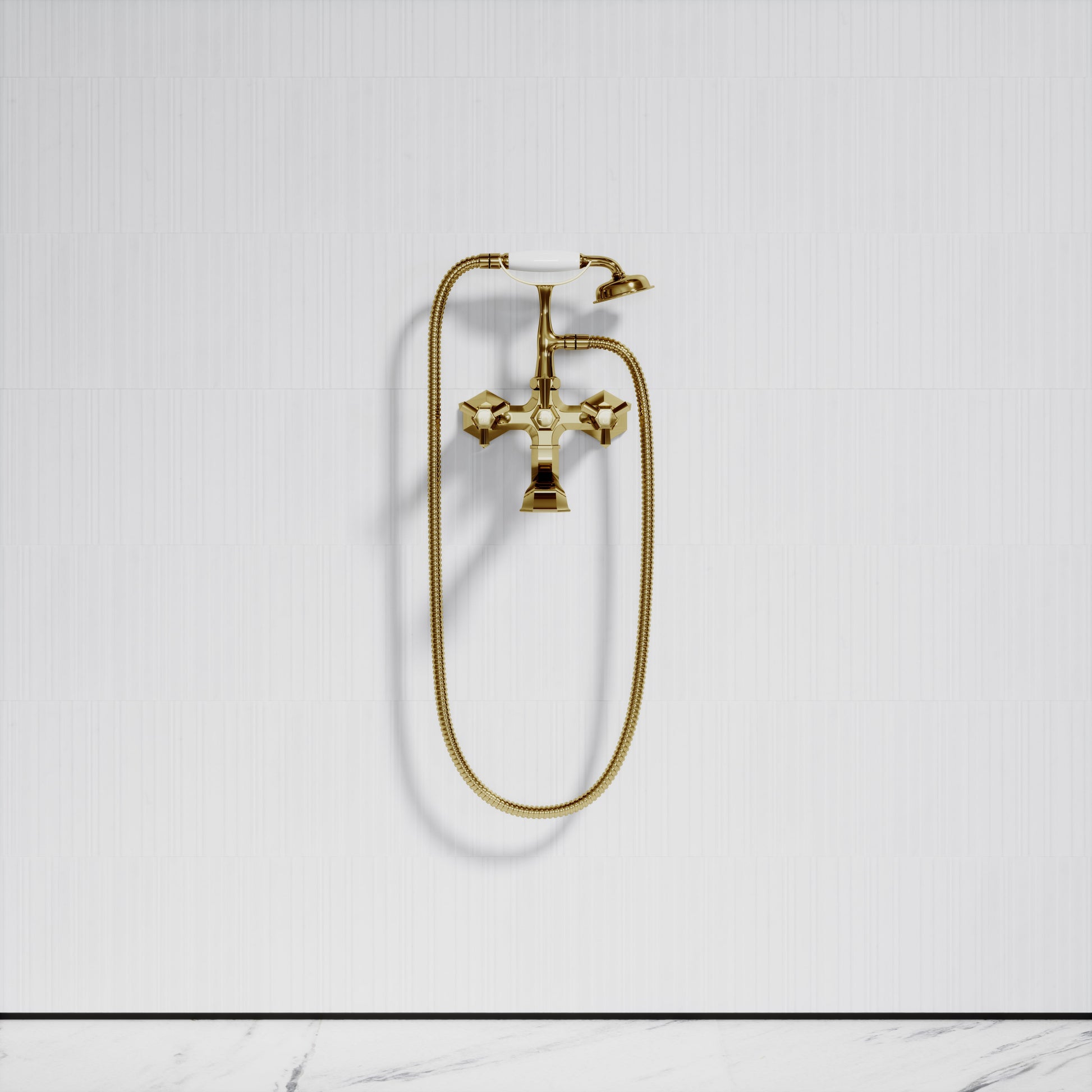 Eton Polished Brass Wall Mounted Bath Shower Tap