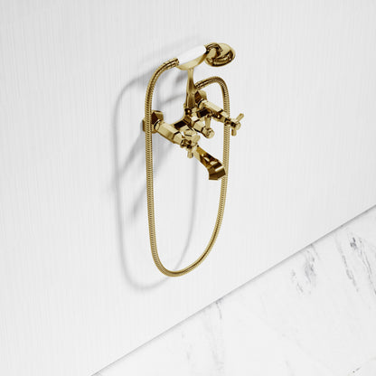 Eton Polished Brass Wall Mounted Bath Shower Tap