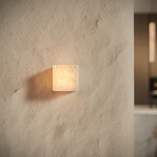 Fiamma Alabaster Wall Sconce Cube Light 100mm