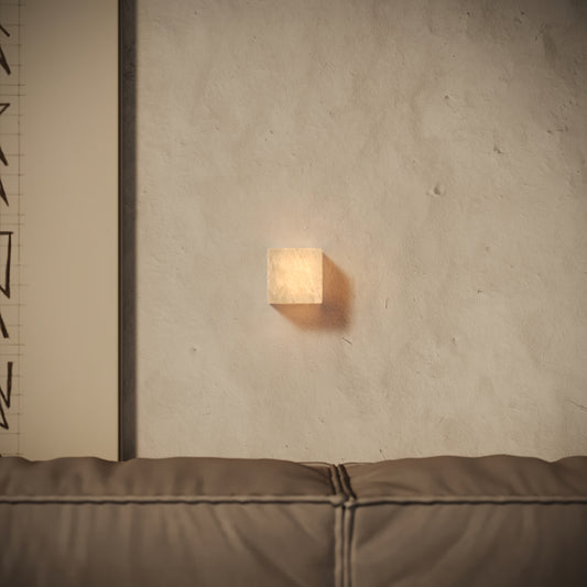 Fiamma Alabaster Wall Sconce Cube Light 100mm